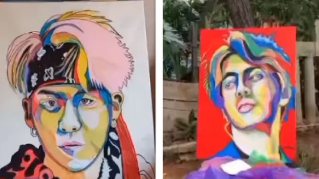Seniman melukis wajah personel BTS dengan limbah plastik (instagram)