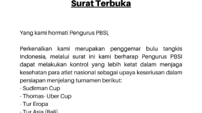 Ramai Surat Terbuka Penggemar Bulu Tangkis Indonesia untuk PBSI, Soroti Aturan di Pelatnas