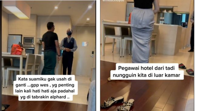 Pegawai hotel menemui pemilik mobil Toyota Alphard untuk meminta maaf (Tiktok/misscindy88)