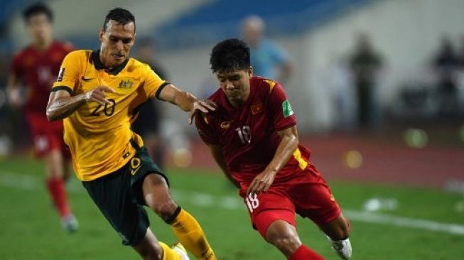 Laga Vietnam vs Australia di Kualifikasi Piala Dunia 2022. (Manan VATSYAYANA / AFP)