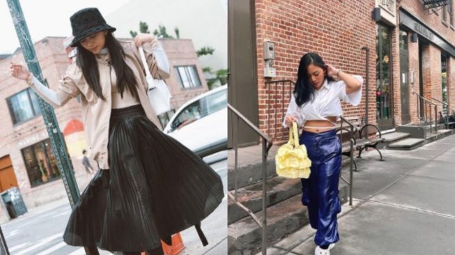 Gaya Rachel Vennya di New York Fashion Week. [Kolase Instagram]