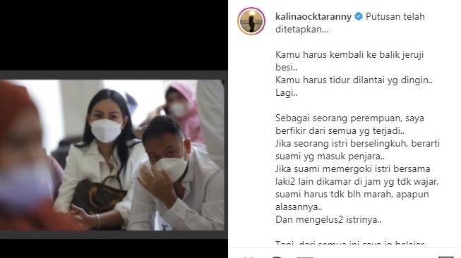 Unggahan Kalina Oktarani [Instagram/@kalinaocktaranny]