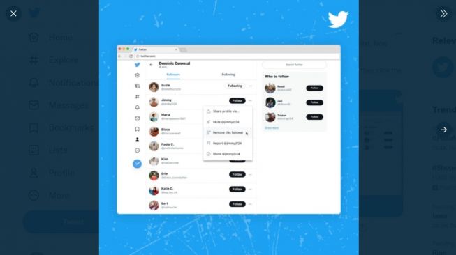 Fitur baru Twitter, menghapus pengikut tanpa memblokir. [Twitter]