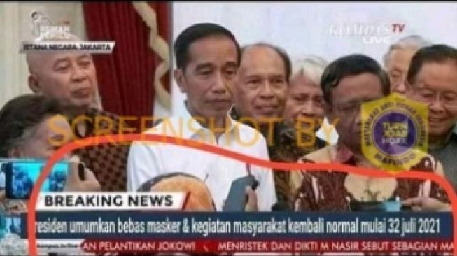 CEK FAKTA: Presiden Jokowi Umumkan RI Bebas Masker dan Kegiatan Kembali Normal, Benarkah?