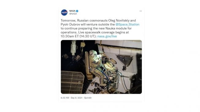 Postingan NASA. [Twitter]