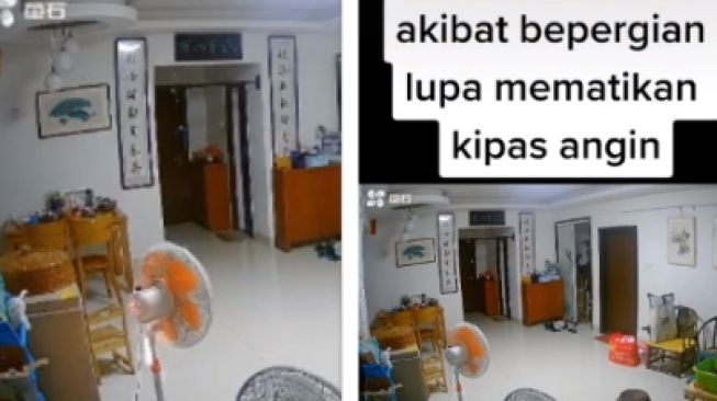 Terekam CCTV Kipas Angin Ditinggal dalam Keadaan Menyala, Endingnya Bikin Publik Ngeri