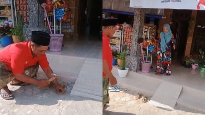 Viral Suami Paku Sandal Istri yang Ngambek. (TikTok)