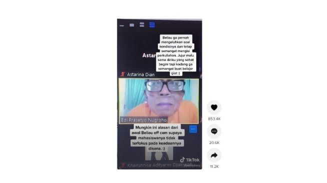 Dosen ini dari awal tidak on cam, alasannya bikin mewek. [TikTok]