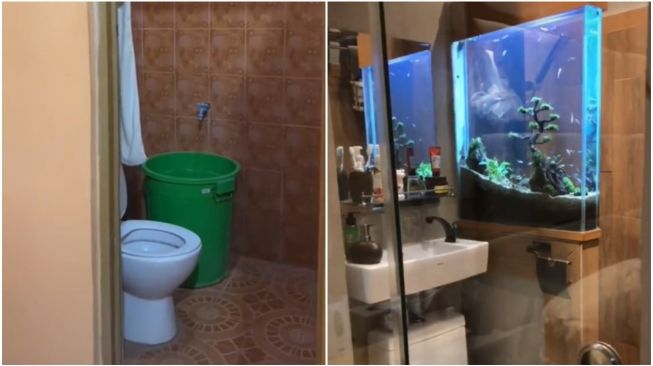 Viral Pria Sulap Kamar Mandi Kecil Jadi Kelas Bintang 5, Ada Aquariumnya