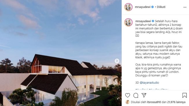 Desain rumah baru Ayu Dewi (instagram.com)