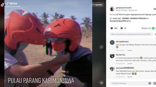 Tangkapan layar video Gubernur Jawa Tengah Ganjar Pranowo bersama istrinya Siti Atiqoh. [TikTok]