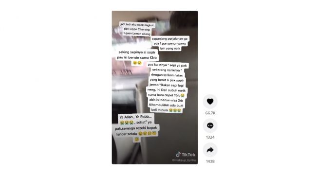 Curhatan sopir angkot sepi. [TikTok]