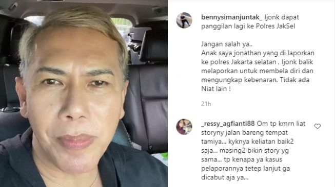 Benny Simanjuntak sebut keponakannya, Jonathan Frizzy dipanggil polisi [Instagram/@bennysimanjuntak_]