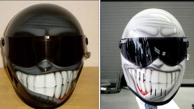 Desain helm muka orang tertawa (beautifullife)