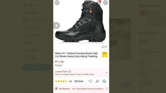 Beli Sepatu Boots Lewat Online Shop, Pembeli Syok Lihat Ukurannya Pas Datang (Twitter) 