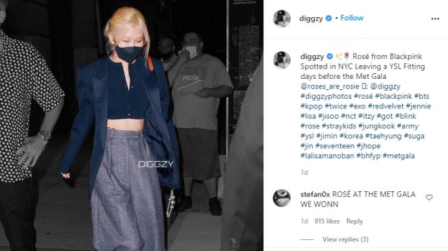 Rose BLACKPINK dikabarkan menghadiri Met Gala [Instagram/@diggzy]