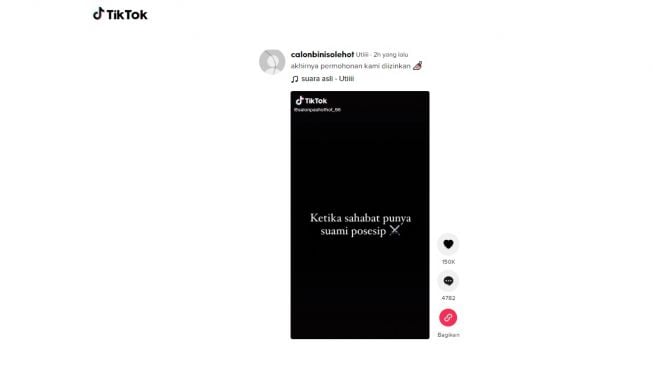 Teman kreatif hadapi suami posesif. [TikTok]