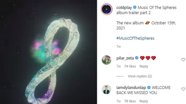 Fakta Album Music of the Spheres Coldplay. [Instagram/coldplay] 