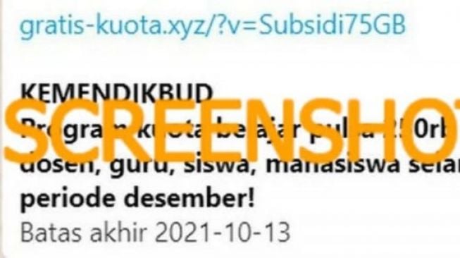 CEK FAKTA: Kemendikbud Bagi-bagi Pulsa Rp 250 Ribu dan Kuota 75 GB, Benarkah?