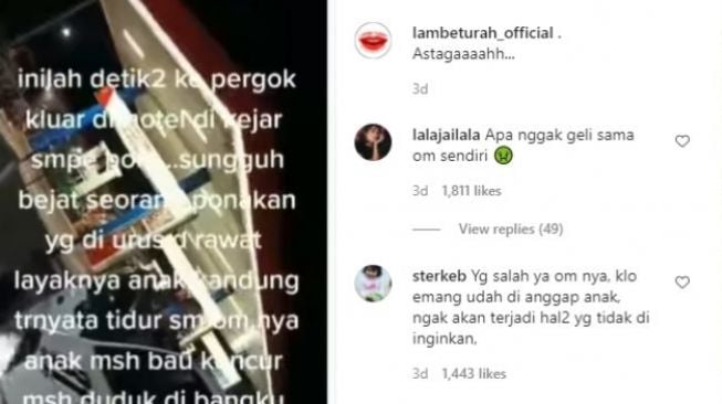 Foto layar video Siswi SMA tepergok bibi keluar hotel bareng pria. (Instagram/lambeturah_official)