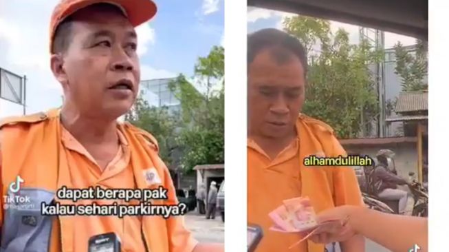 Seharian Hanya Dapat Rp 7 Ribu, Tukang Parkir Menangis Saat Dapat Rezeki Nomplok