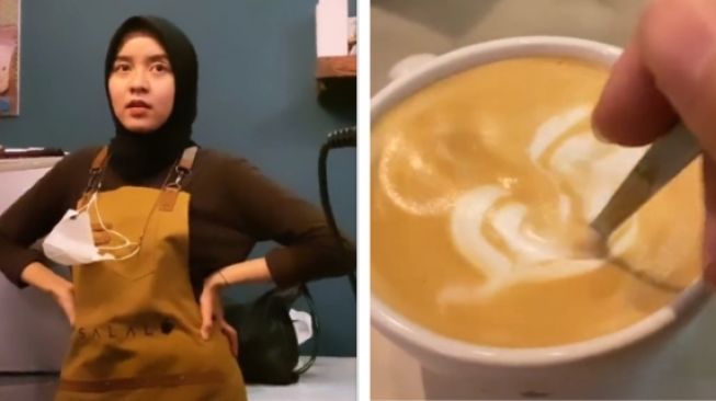 Barista menyajikan coffee latte (tiktok)