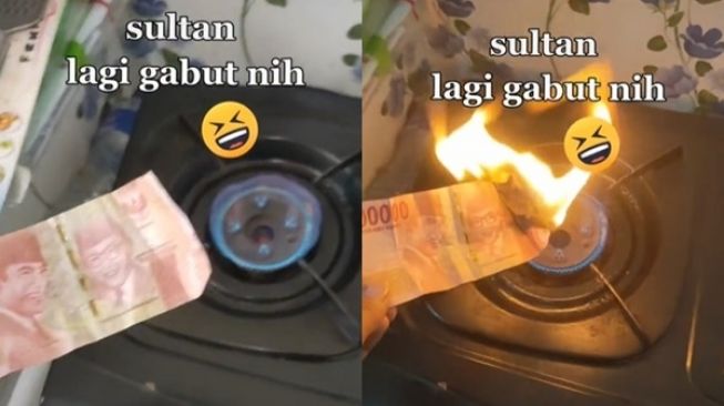 Viral Sultan Gabut Bakar Uang Pakai Kompor, Warganet Berdebat Panas