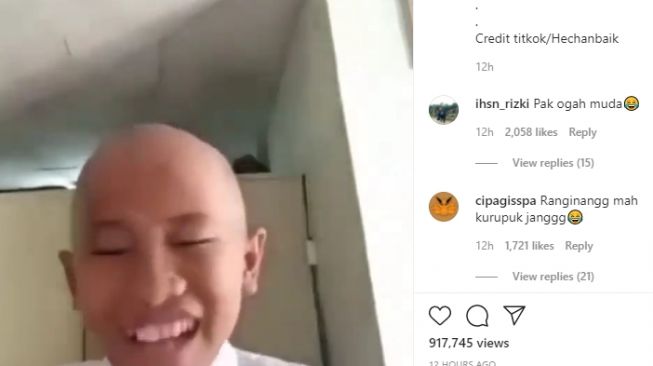 Viral Aksi Receh Bocah Gundul Nyanyi Manuk Dadali, Sukses Bikin Netizen Ngakak