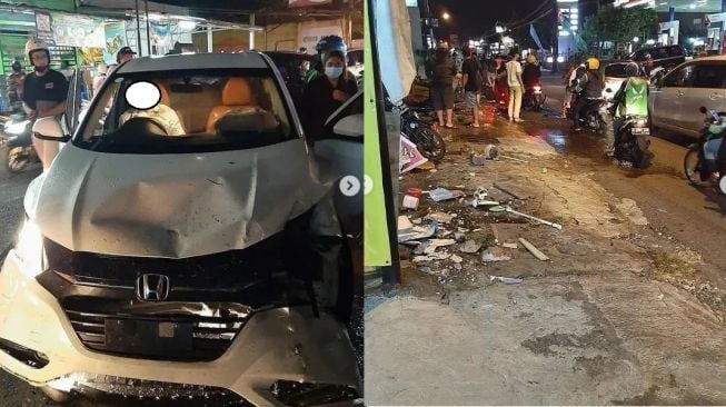 Bikin Geger! Honda HR-V Tabrak 3 Gerobak Pedagang hingga Rusak, Warga Langsung Serbu Sopir