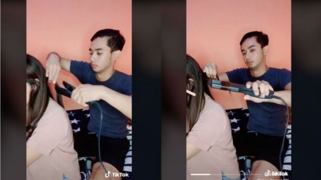 Suami sabar catok rambut istri dan hasilnya wow (tiktok)