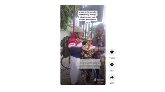 Perjuangan ibu antar anaknya mengikuti olimpiade berbuah manis. [TikTok]