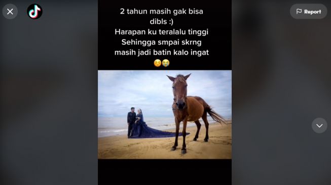 Foto Pre-wedding Naik Kuda, Pengantin ini Geleng-geleng Lihat Hasilnya: Harapan Ketinggian (TikTok)