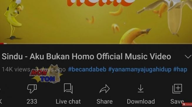 Video klip lagu "Aku Bukan Homo" yang dinyanyikan Sindu, kini telah dihapus dari YouTube.