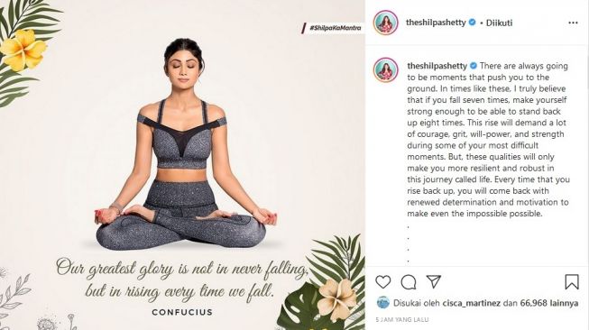 Shilpa Shetty menulis tentang kekuatan dari cobaan, setelah sang suami dibebaskan dari penjara. [Instagram]