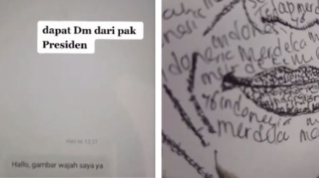 Dapat DM dari Akun Presiden, Pria Ini Lukis Wajah Jokowi Pakai Teknik Unik, Hasilnya Mirip