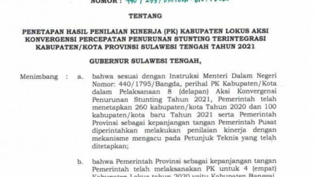 Gubernur Sulawesi Tengah Putuskan Kabupaten Banggai Juaranya