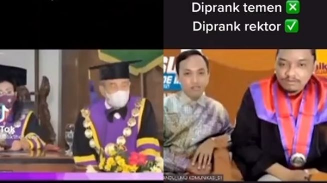 Viral Rektor Prank Mahasiswa saat Wisuda Online. (Instagram/@anakkuliah)