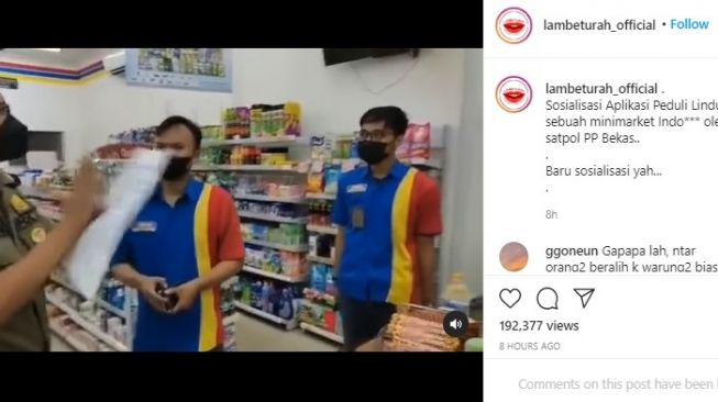 Viral, Oknum Satpol PP Sosialisasi PeduliLindungi di Minimarket, Warganet: Warung Diserbu