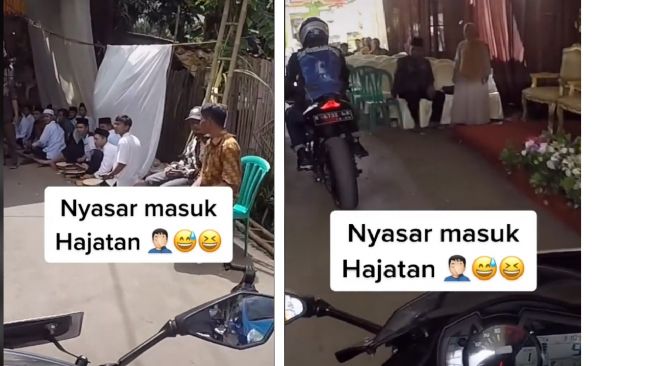 Rombongan pemotor naik motor sport nyasar ke acara hajatan (TikTok)