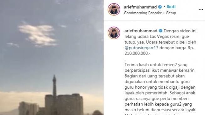 Unggahan Arief Muhammad [Instagram/@ariefmuhammad]