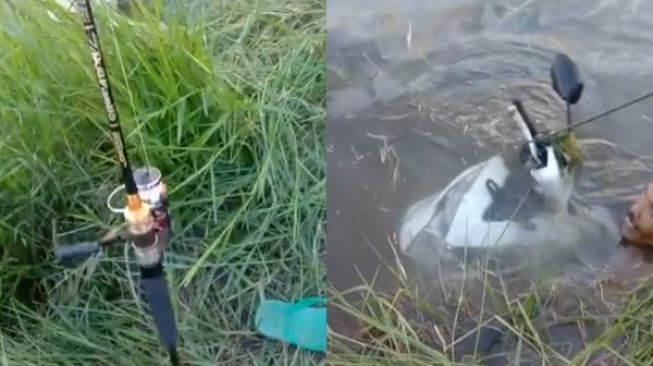 Viral Bapak-bapak Mancing Mania Dapat Motor Baru, Aksi Nyemplung Tuai Perdebatan