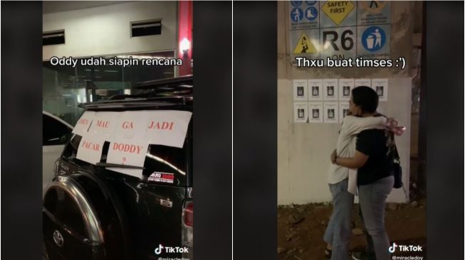 Viral Aksi Pria Menyatakan Cinta Pakai Selebaran (tiktok.com/@miracledoy)