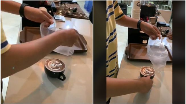 Viral Cara Tak Terduga Pria Bungkus Kopi Latte Art Pakai Plastik, Ditonton 33 Juta Kali