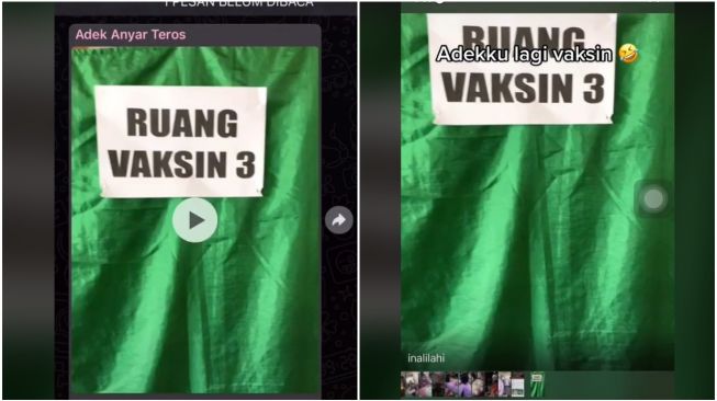 Adik Tunggu Antrean Vaksin, Salah Fokus Lihat Tulisan di Biliknya (TikTok)