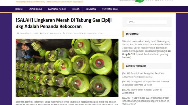 Benarkah Lingkaran Merah di Tabung Gas LPG Penanda Jika Terdapat Kebocoran? (Turnbackhoax.id)