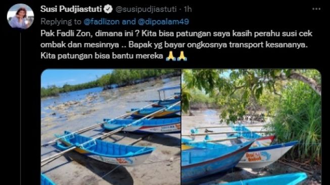 Fadli Zon Syok Lihat Video Siswa Menyeberang Sungai Pakai Styrofoam. (Twitter/@susipudjiastuti)