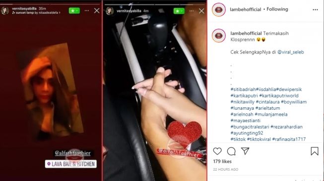 Unggahan Vernita Syabilla bersama Alfath Fathier yang viral [Instagram/@lambehofficial]