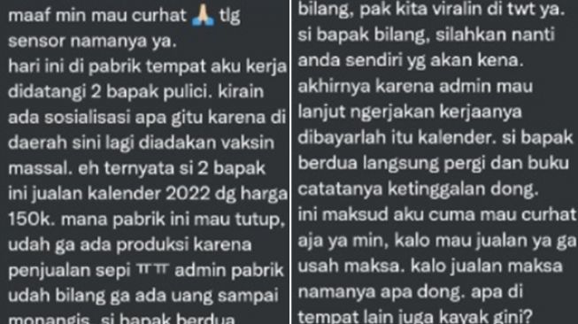 Beredar Kisah Pria Berseragam Paksa Karyawan Pabrik Beli Kalender, Harganya Bikin Nyesek