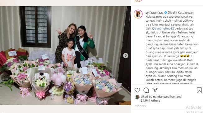 Curhat Assyifa Nuraini, adik Ayu Ting Ting soal kuliahnya [Instagram/@syifaasyifaaa]