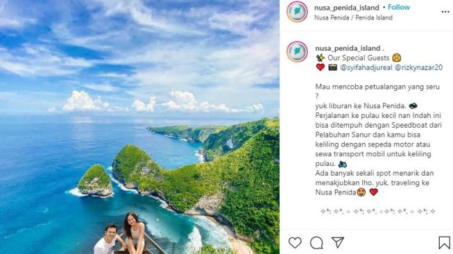 Syifa Hadju dan Rizky Nazar liburan ke Nusa Penida. (Instagram)